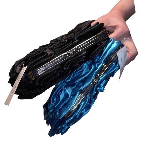 Rose 3D Evening Clutch Electric Blue Cottagecore Wedding Guest NWT - Picture 8 of 12